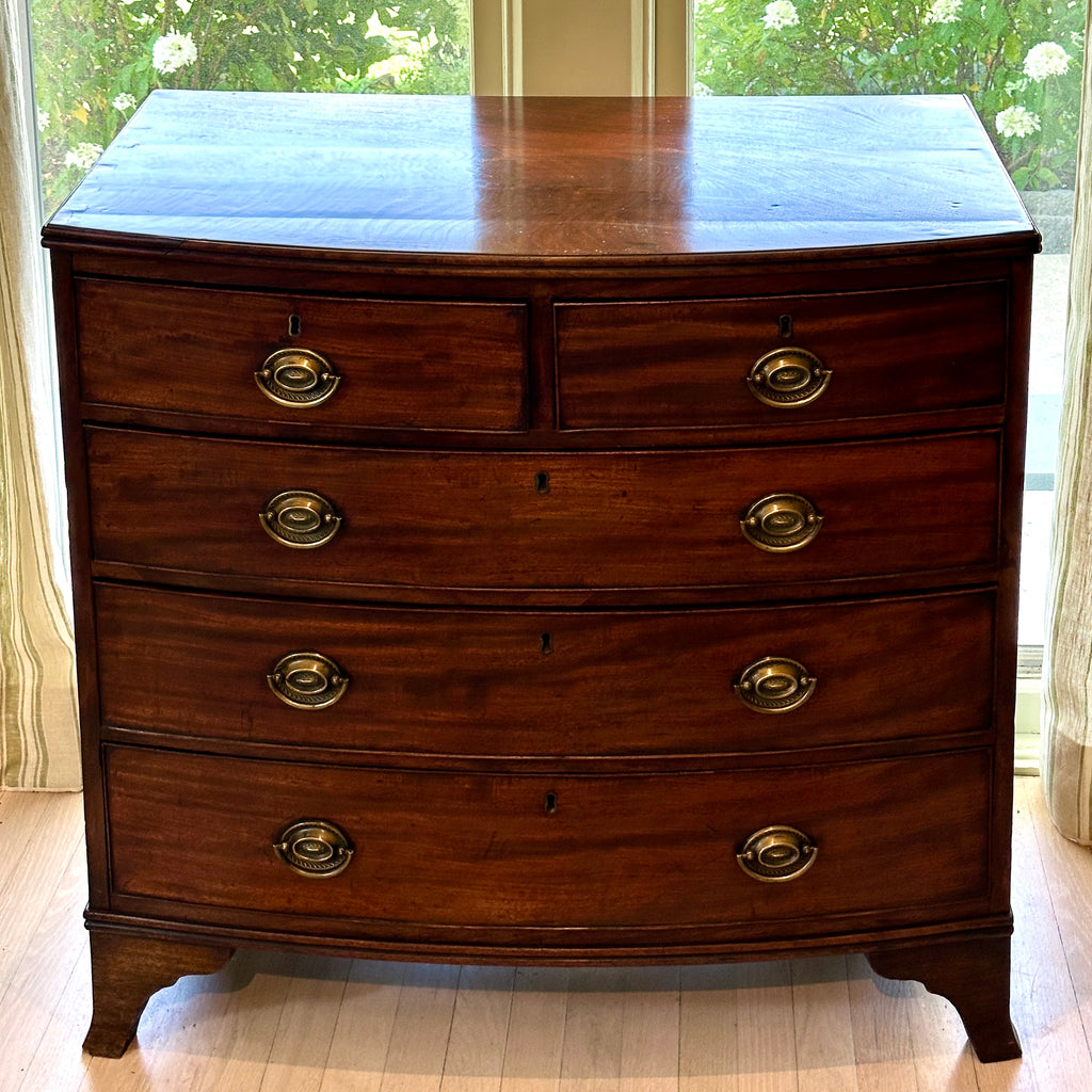 Antique English Bow Front Chest of Drawers