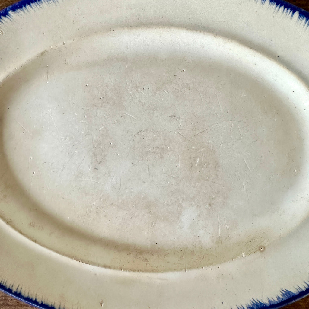 Antique Blue Feather Edge Leeds Platter - 14"