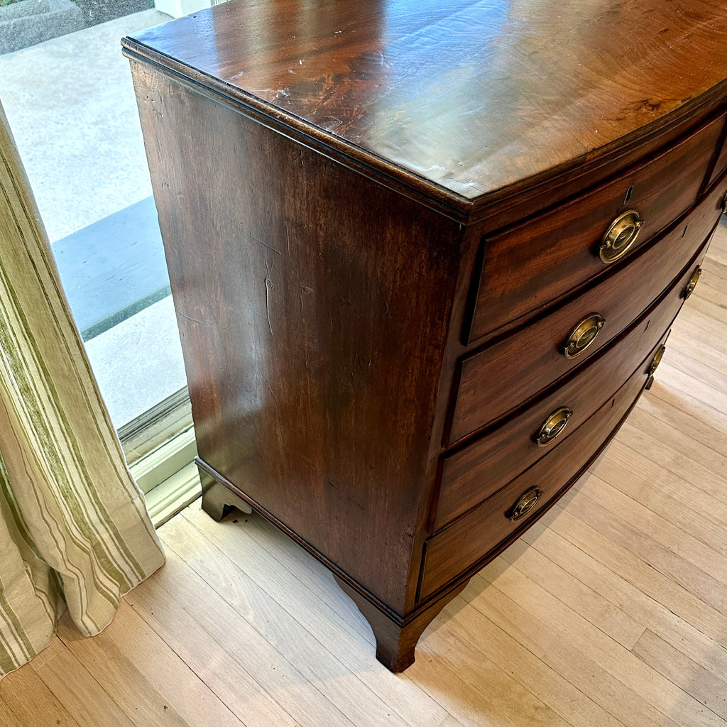 Antique English Bow Front Chest of Drawers