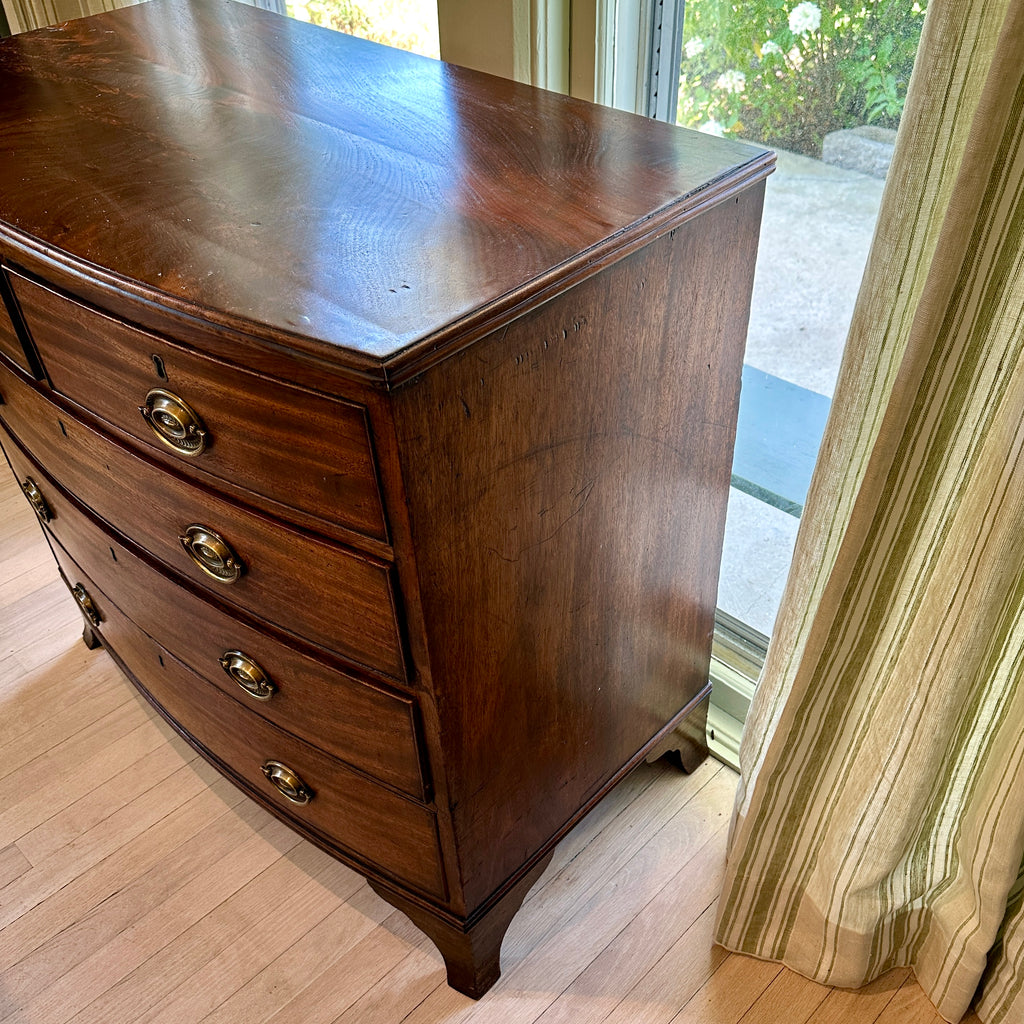 Antique English Bow Front Chest of Drawers