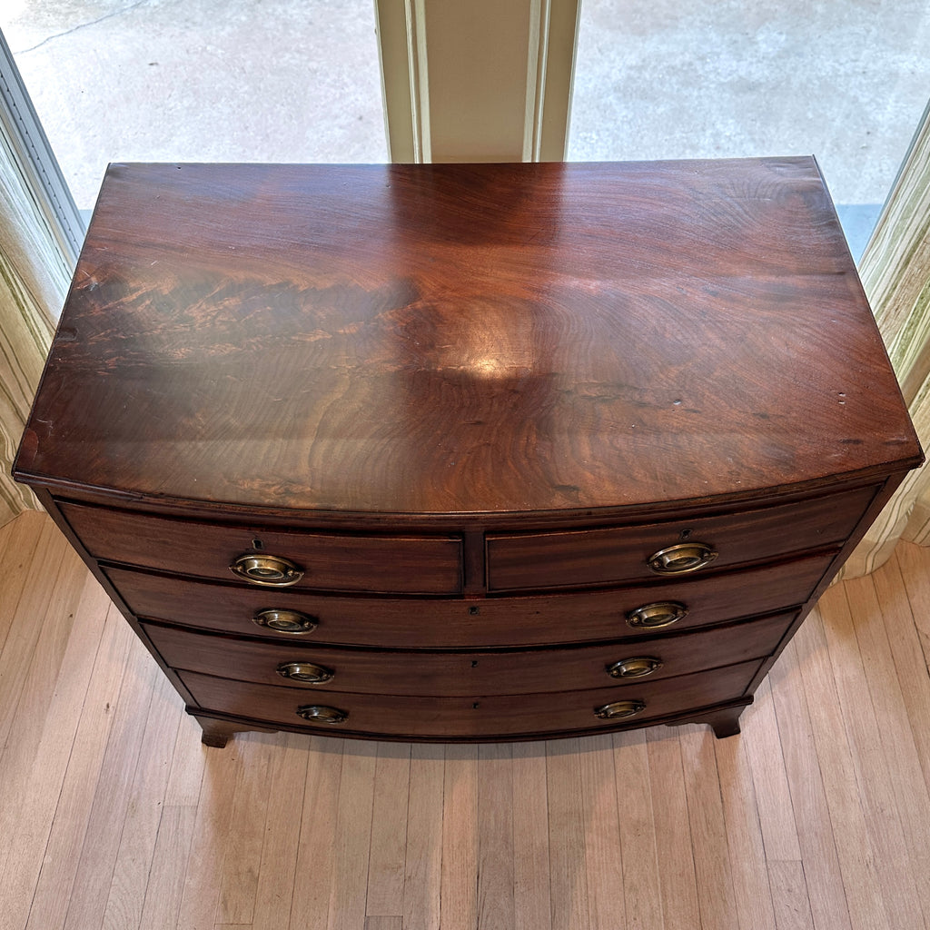 Antique English Bow Front Chest of Drawers