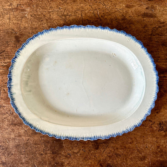 Antique Leeds Oval Platter with Feather Edge - 18"