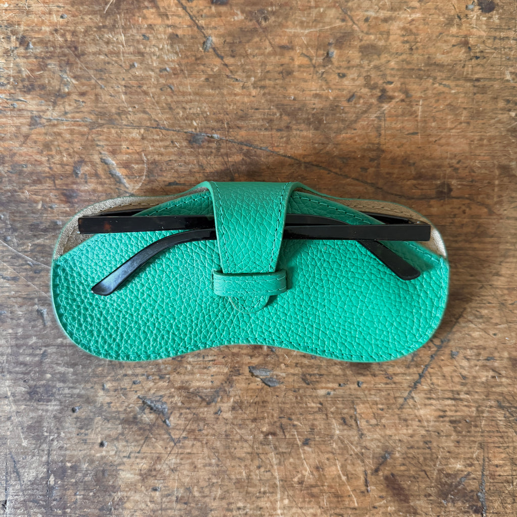 Kelly Green Leather Glasses Case