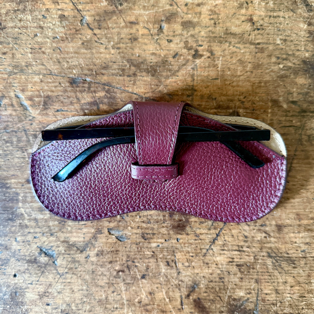 Bordeaux Leather Glasses Case