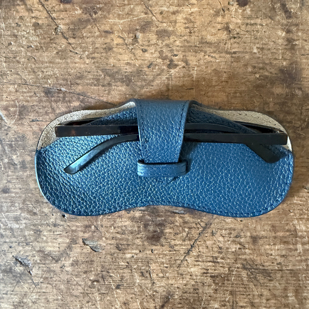 Navy Leather Glasses Case
