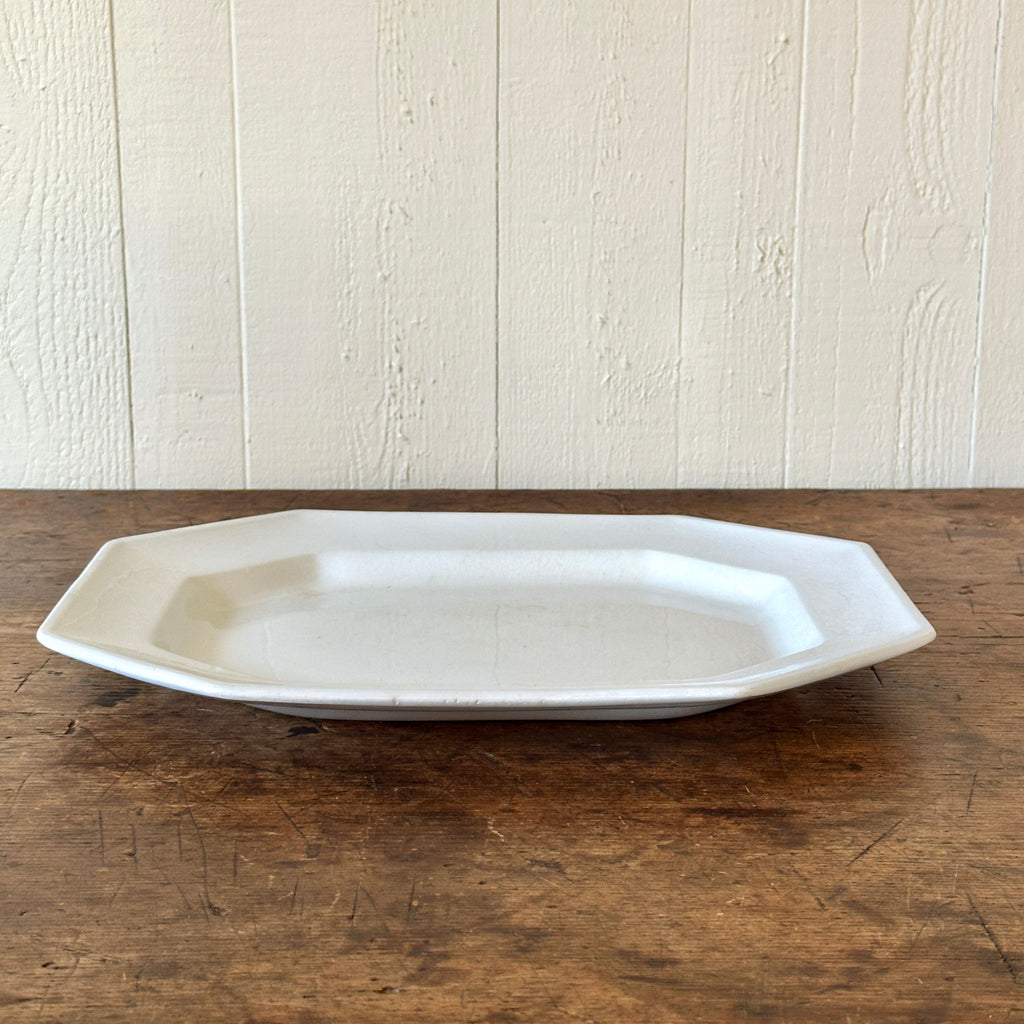 Antique Ironstone Platter with Cut Corners - 15.25"