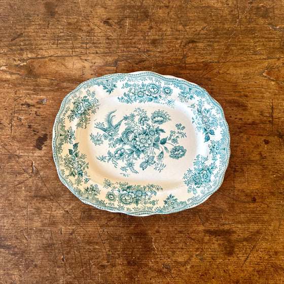 Antique Teal Asiatic Pheasant Oval Platter - 9.75":