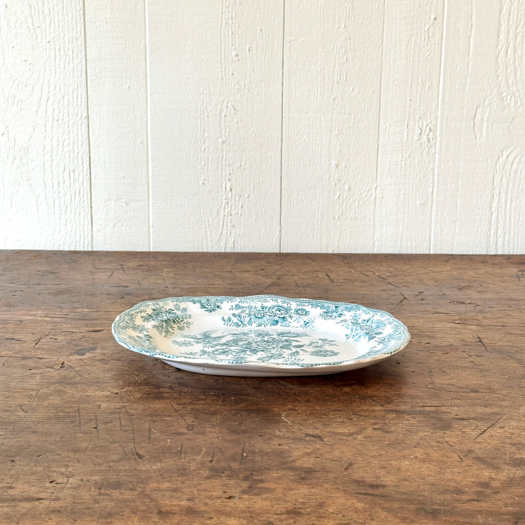 Antique Teal Asiatic Pheasant Oval Platter - 9.75":