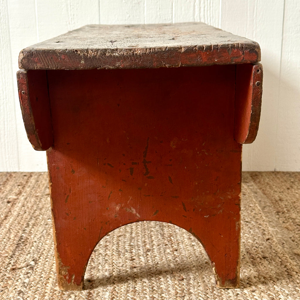 Primitive Bench with Red Painted Legs