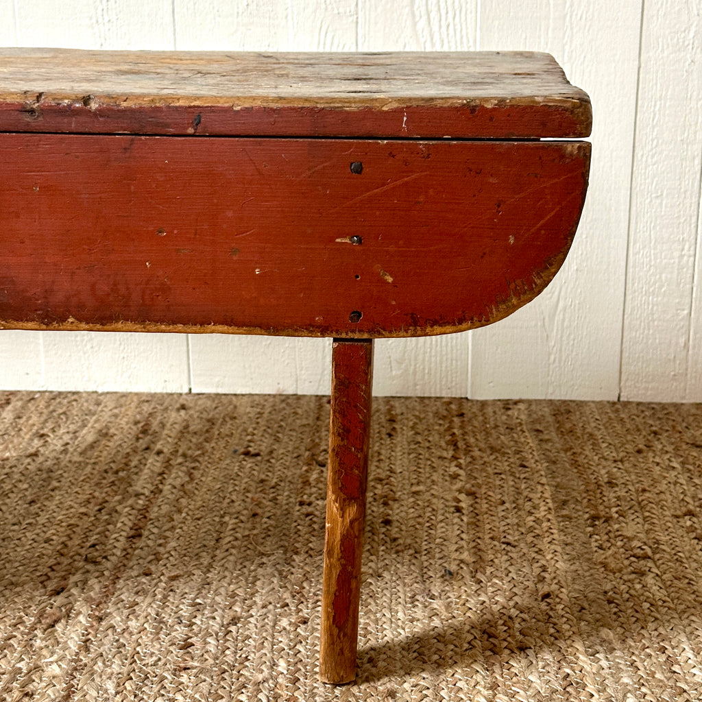 Primitive Bench with Red Painted Legs