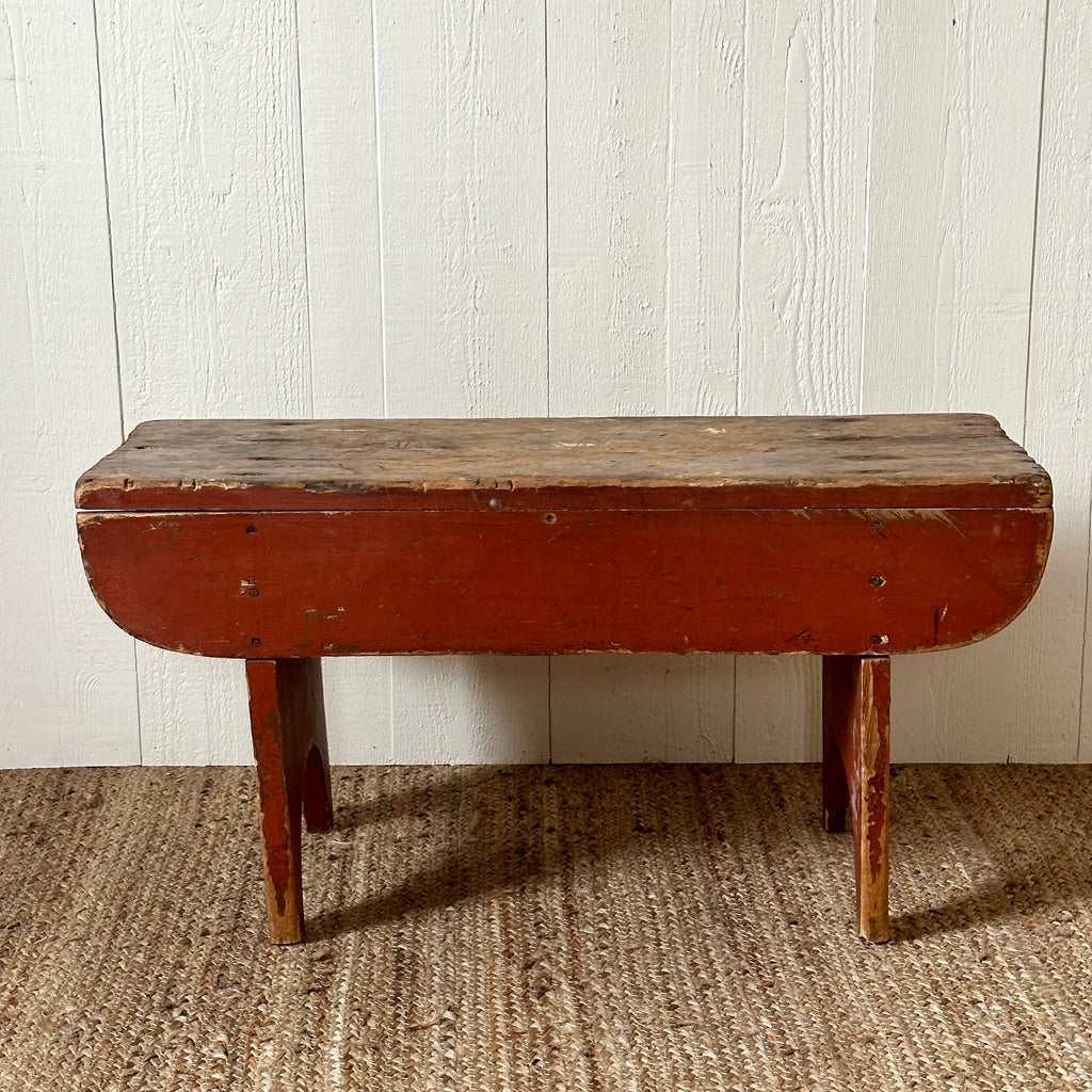 Primitive Bench with Red Painted Legs