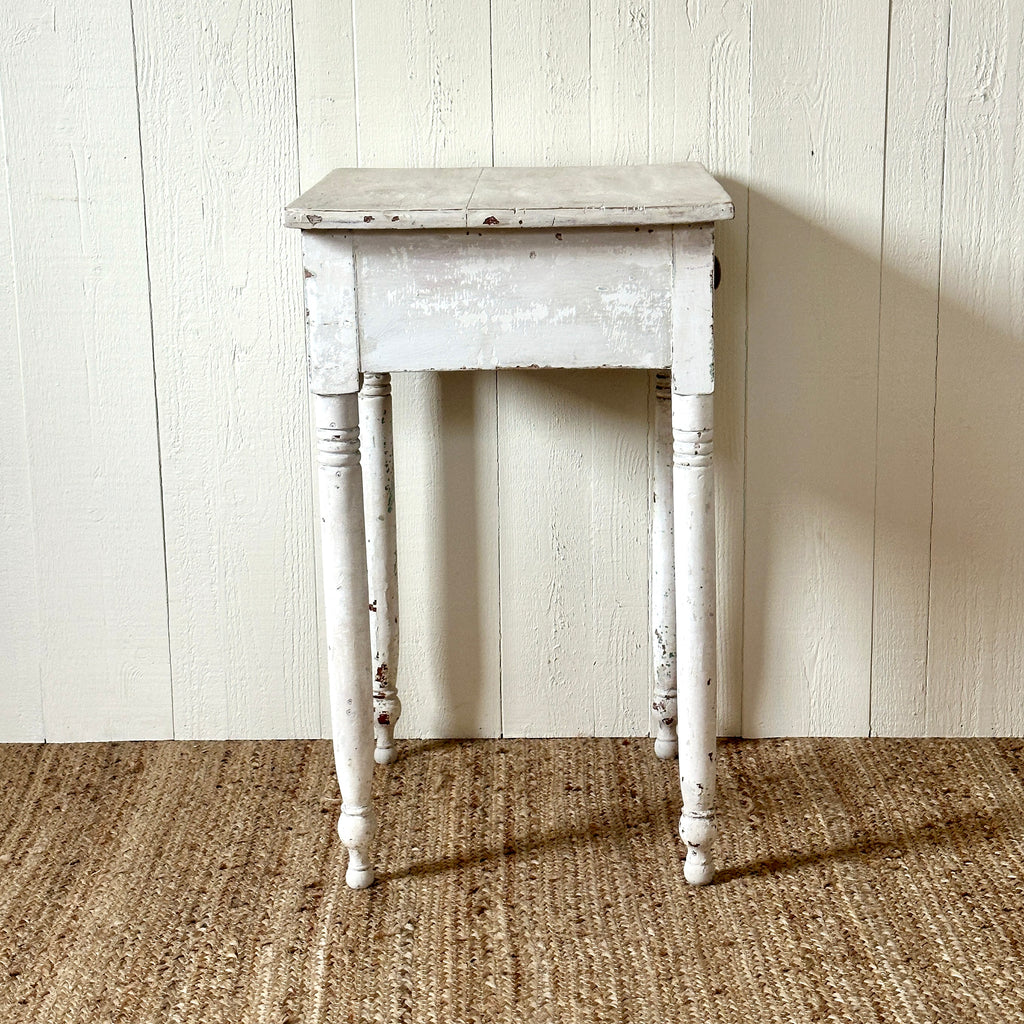 Rustic White Painted One-Drawer Side Table