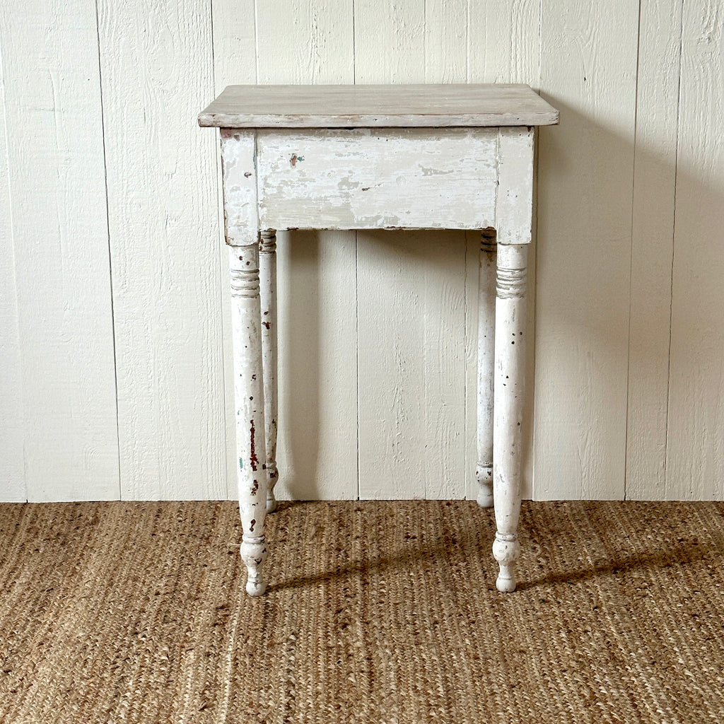 Rustic White Painted One-Drawer Side Table