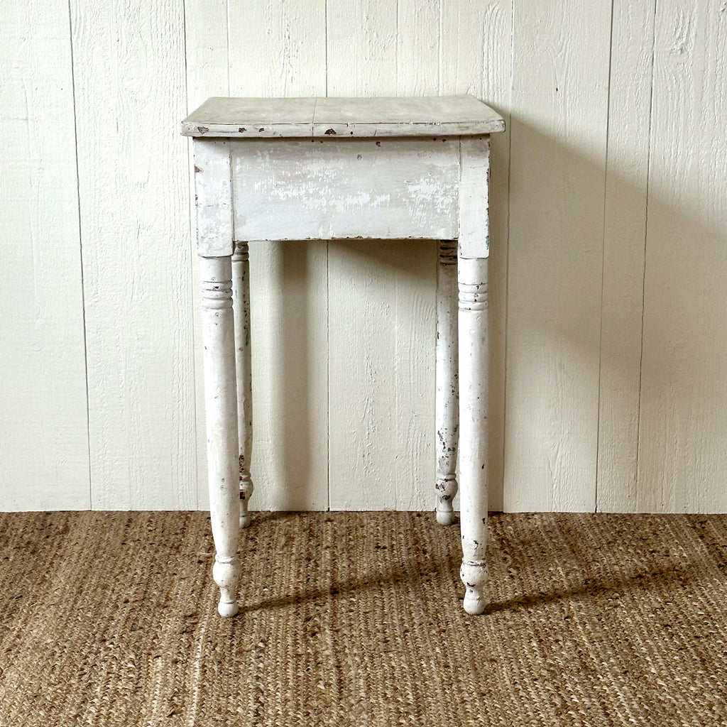 Rustic White Painted One-Drawer Side Table