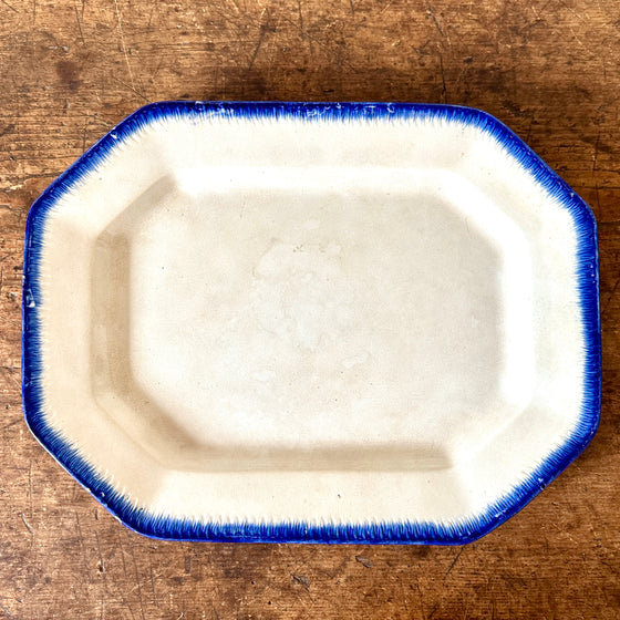 Leeds Blue Feather Edge Platter with Cut Corners - 18.5"