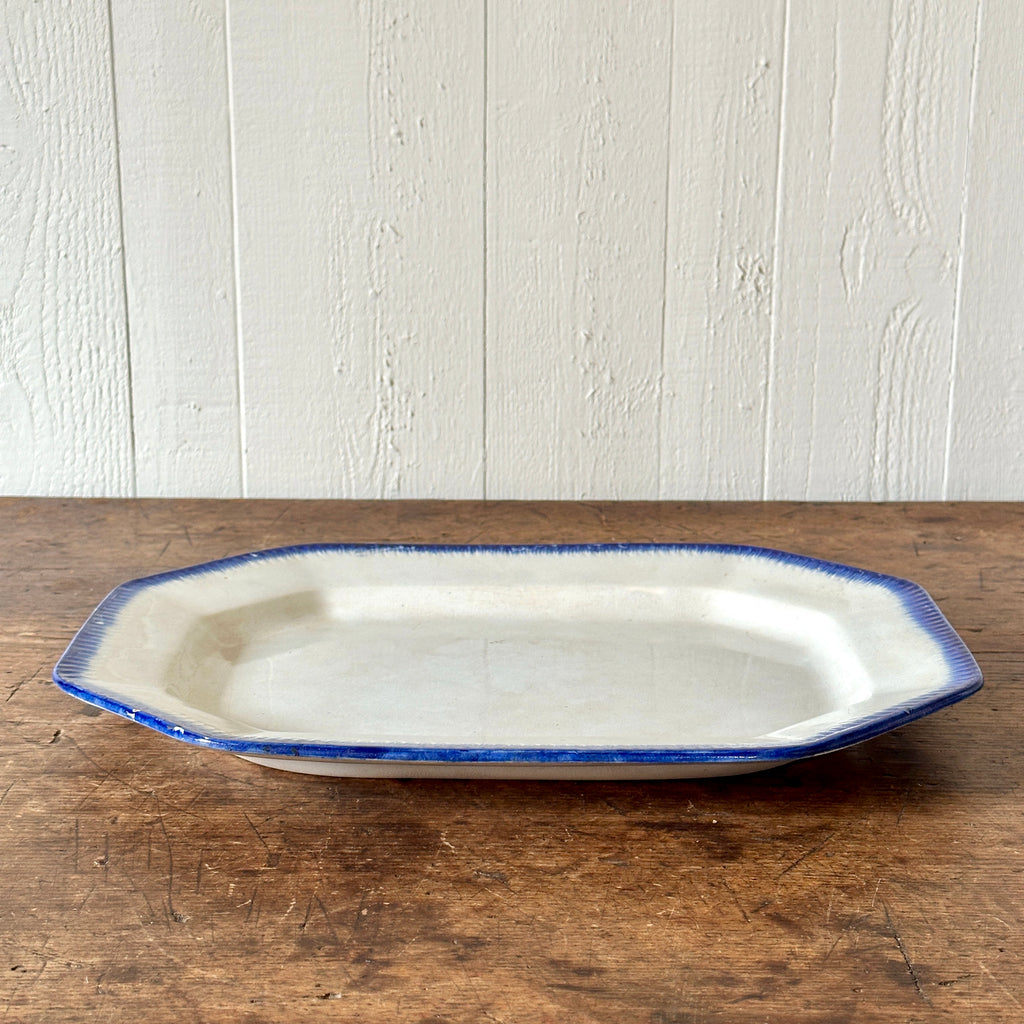 Leeds Blue Feather Edge Platter with Cut Corners - 18.5"