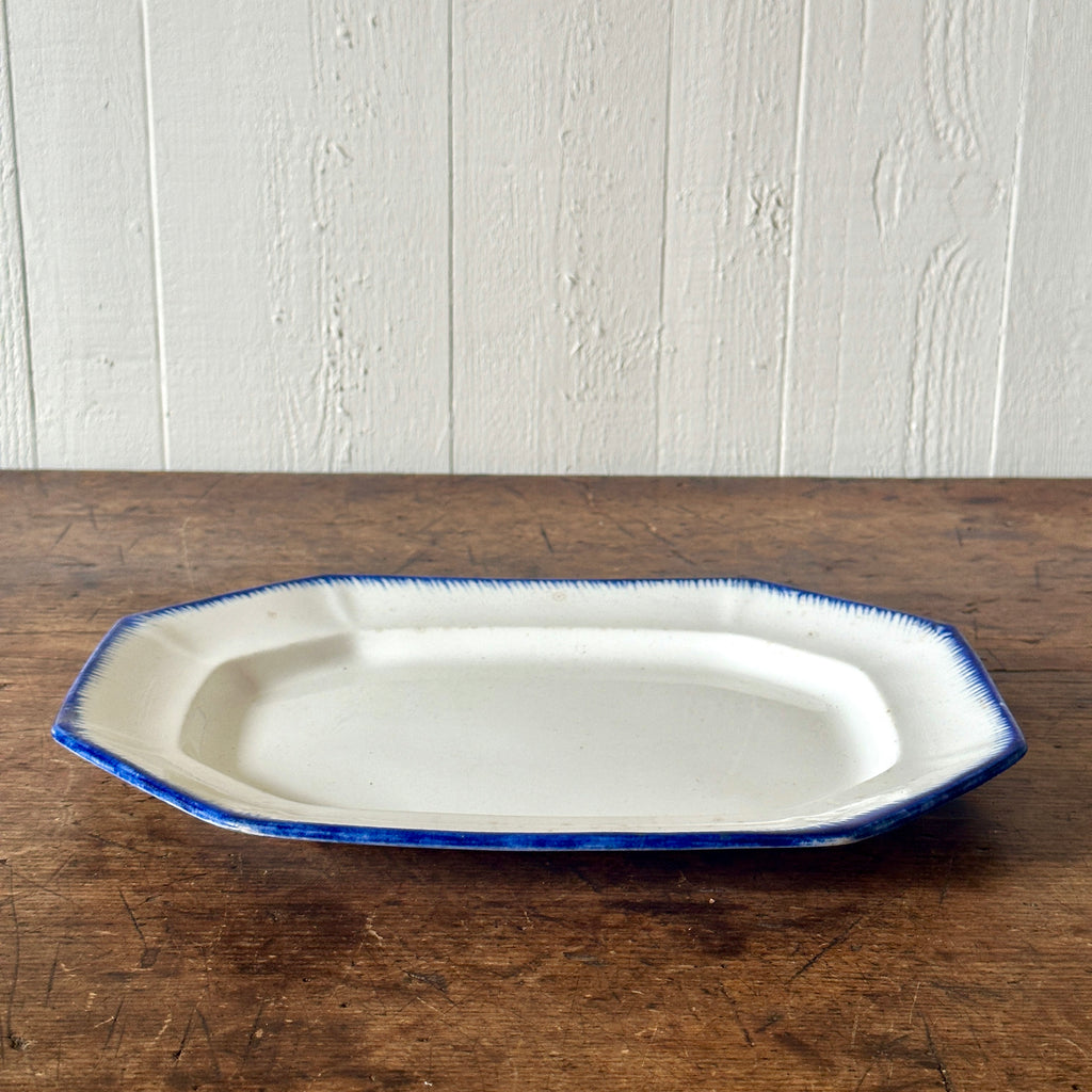 Antique Blue Feather Edge Leeds Platter - 13.5"