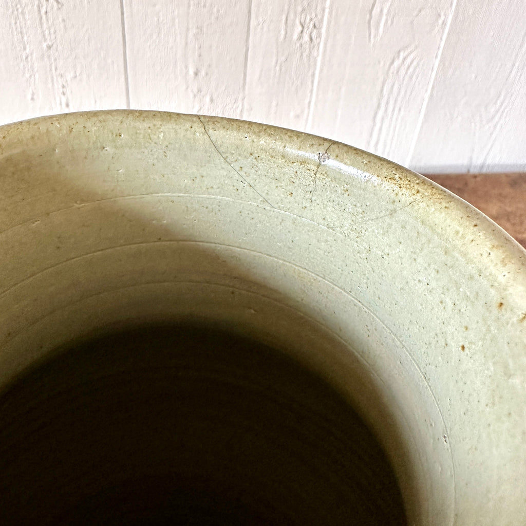 Large Antique Stoneware Jug with Blue Motifs