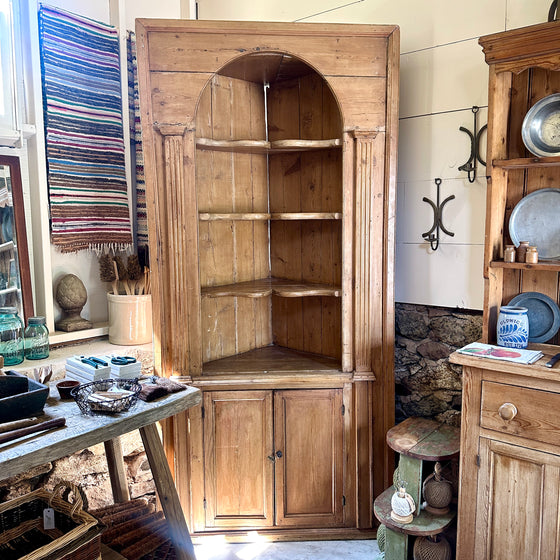 18th Century English Pine Corner Cabinet