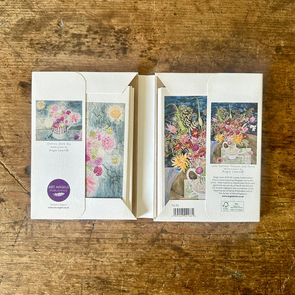Dahlias Late Summer Flowers and Ferns - Angie Lewen Notecard Pack