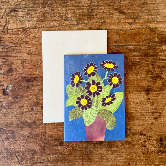 Black Auricula Flowers Card