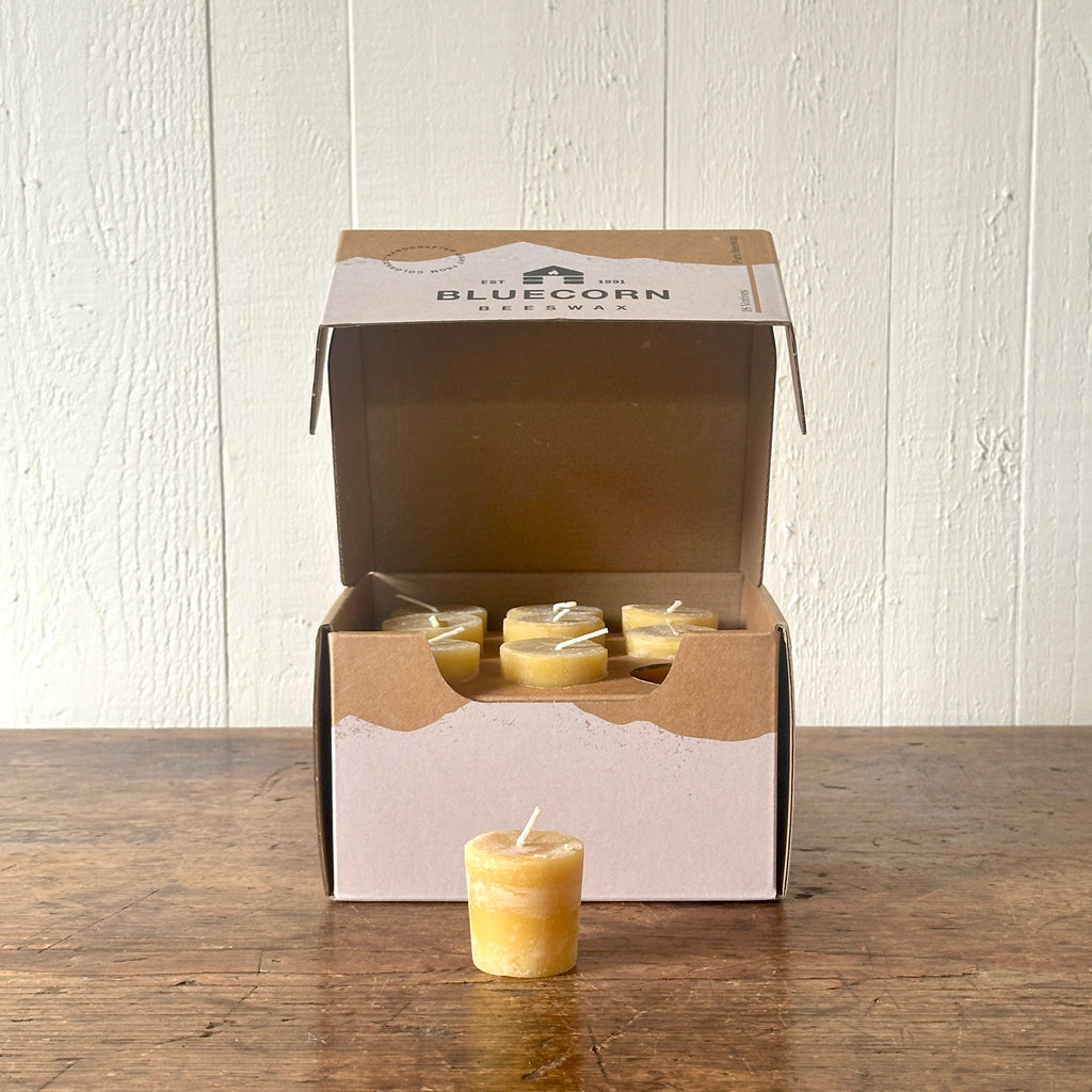 Raw Beeswax Votive Candles - Box of 18