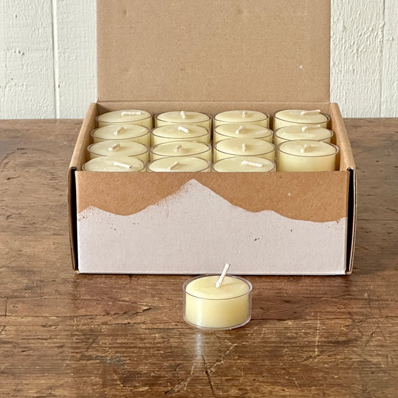 Ivory Beeswax Tea Light Candles - Box of 48