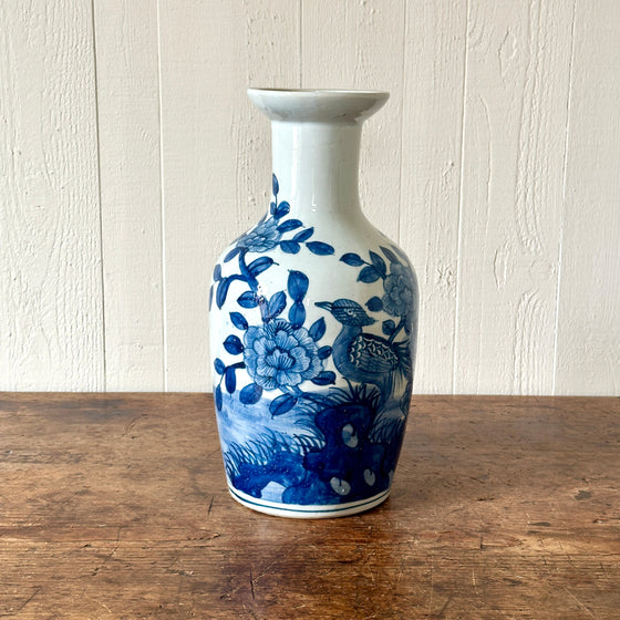 Bird & Flower Chinese Porcelain Mallet Vase