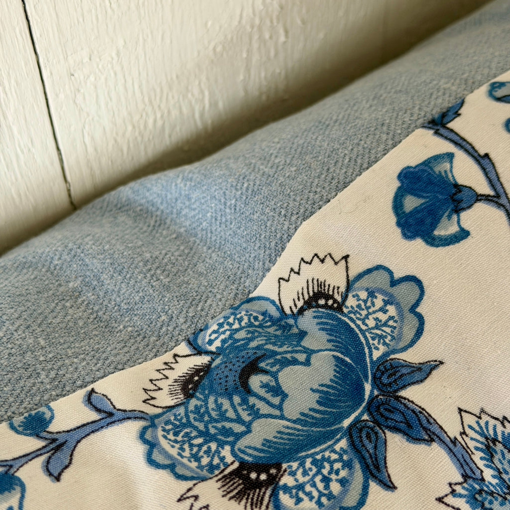 Blue and White Trailing Flowers Lumbar Pillow