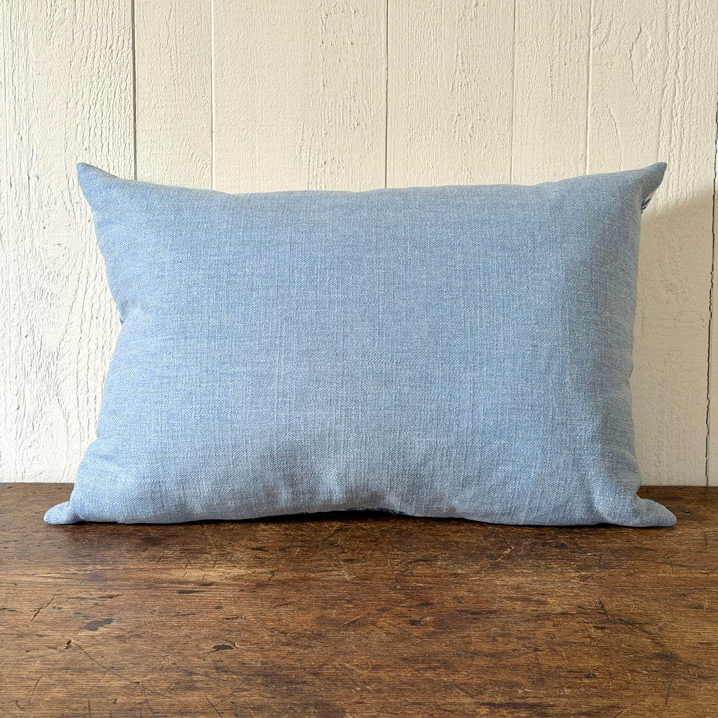 Blue and White Trailing Flowers Lumbar Pillow