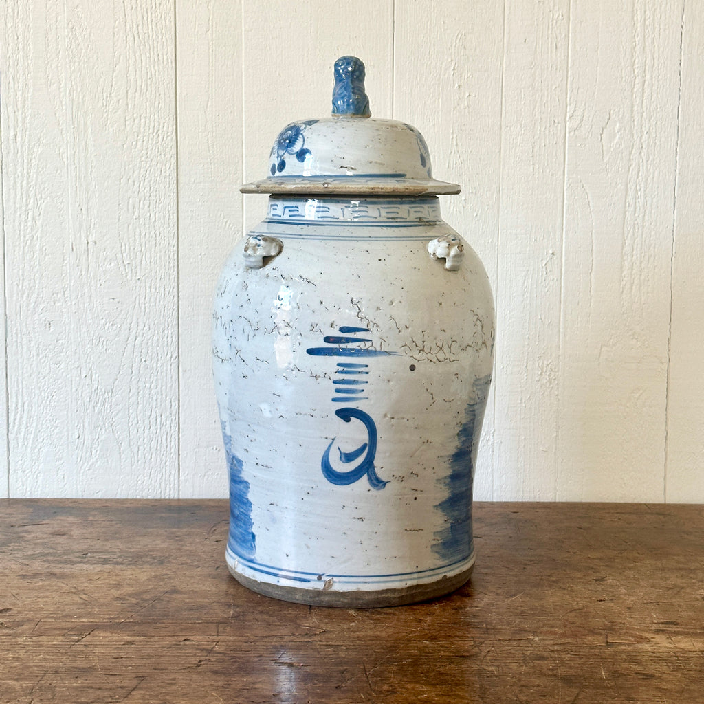 Chinese Porcelain Temple Jar with Flowers and Birds