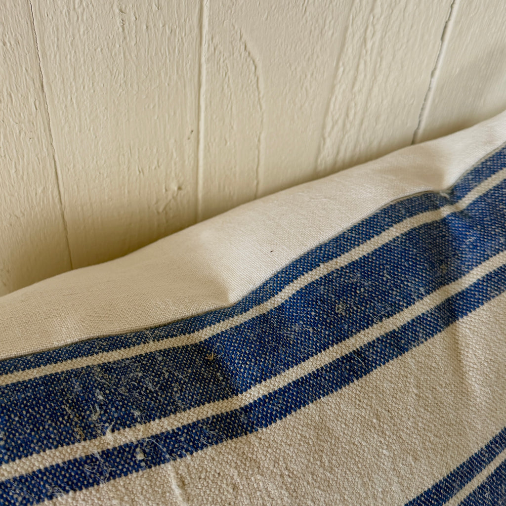 Vintage Blue and White Linen Pillow