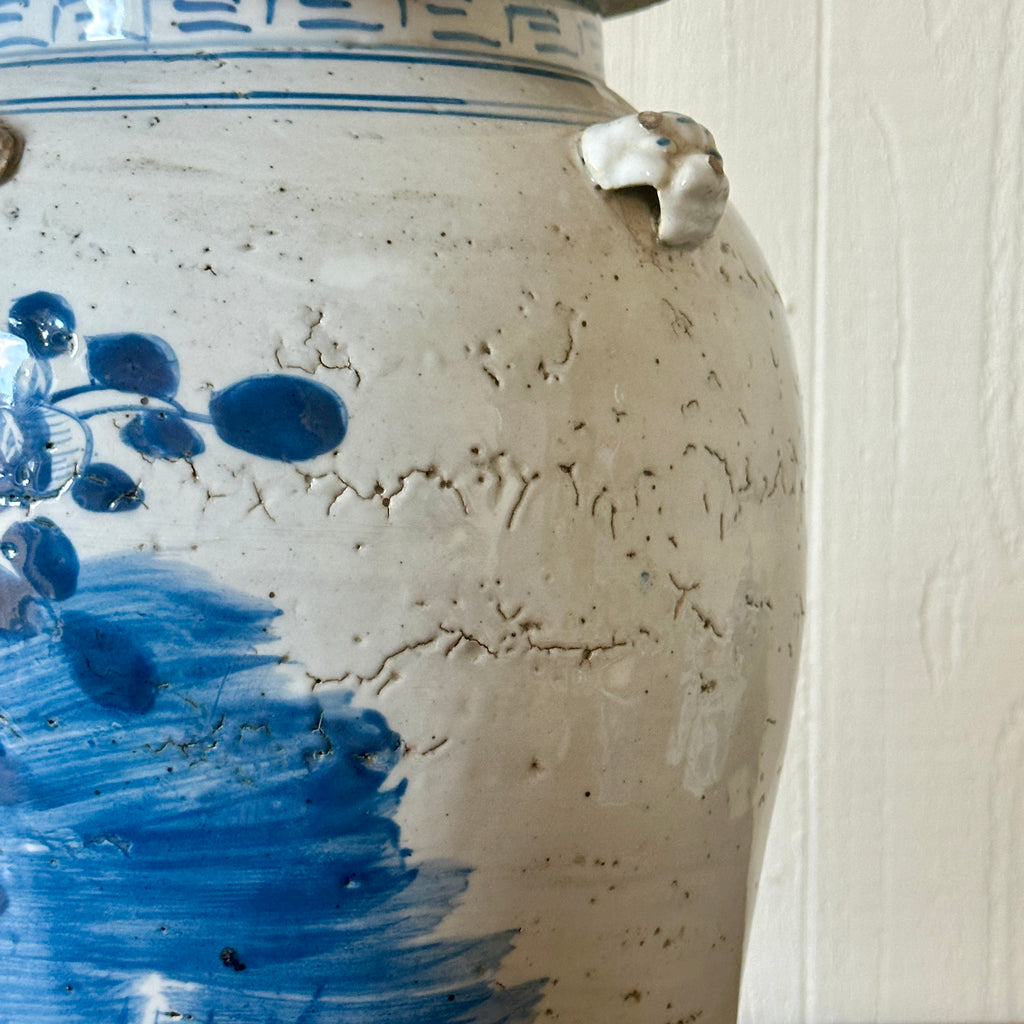 Chinese Porcelain Temple Jar with Flowers and Birds