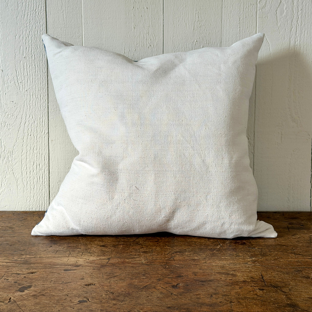 Vintage Blue and White Linen Pillow