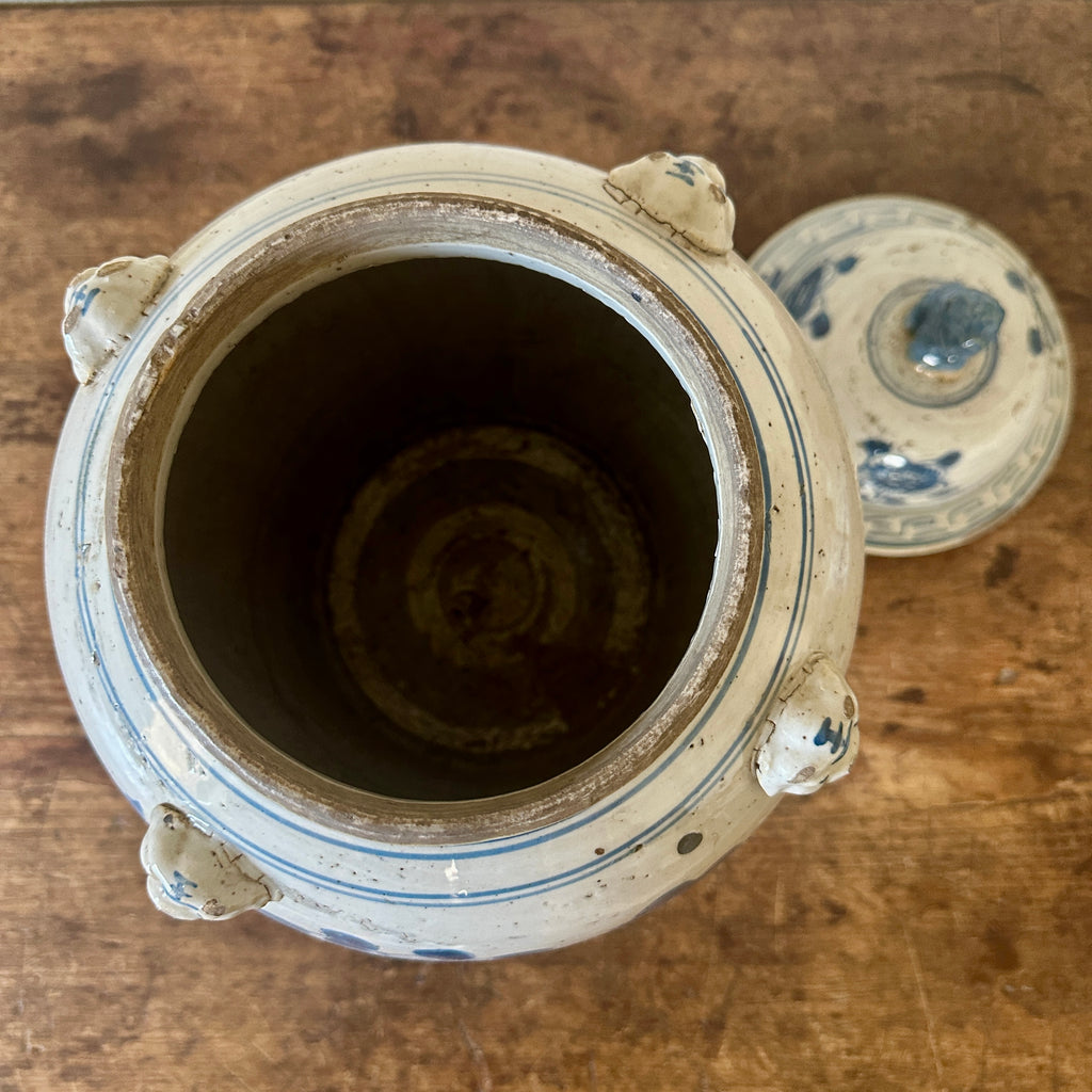 Chinese Porcelain Temple Jar with Flowers and Birds