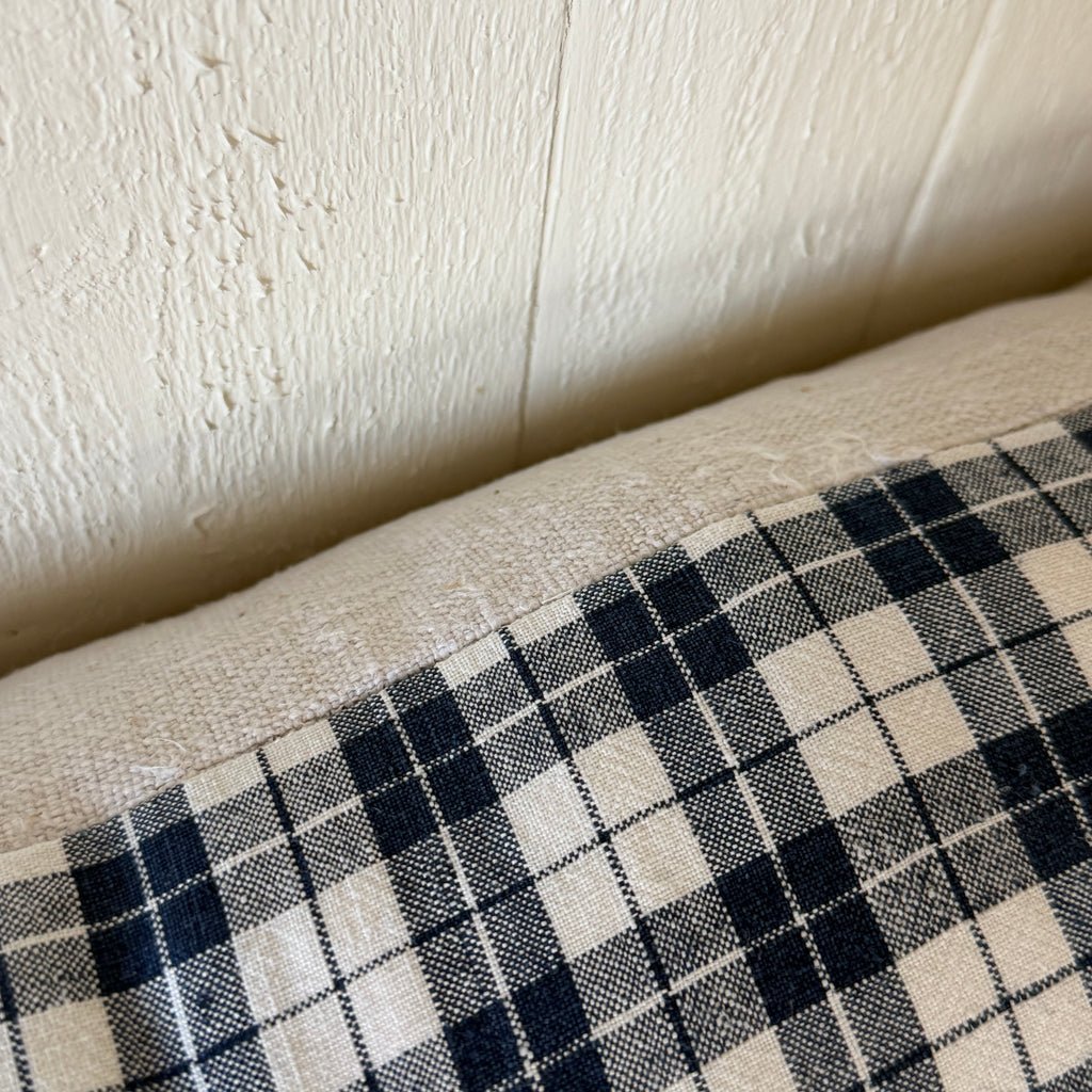 Navy and White Check Long Lumbar Pillow