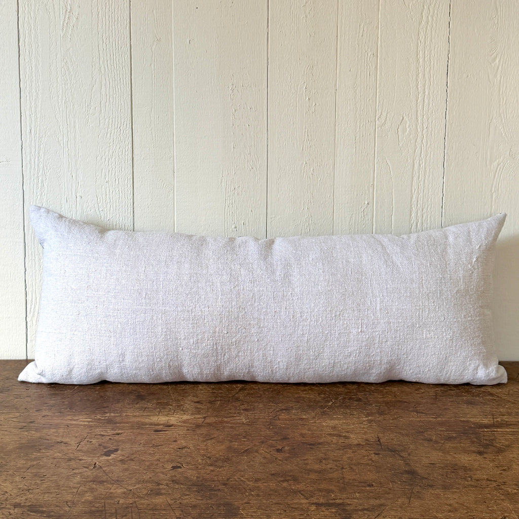 Navy and White Check Long Lumbar Pillow