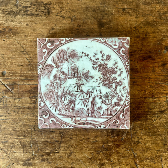 Painted Deer Chinese Tile