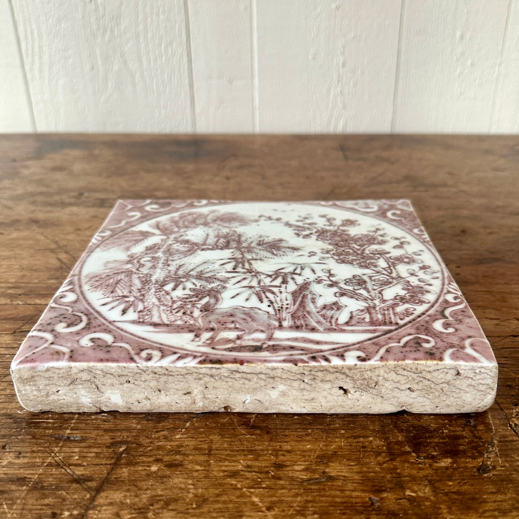 Painted Deer Chinese Tile