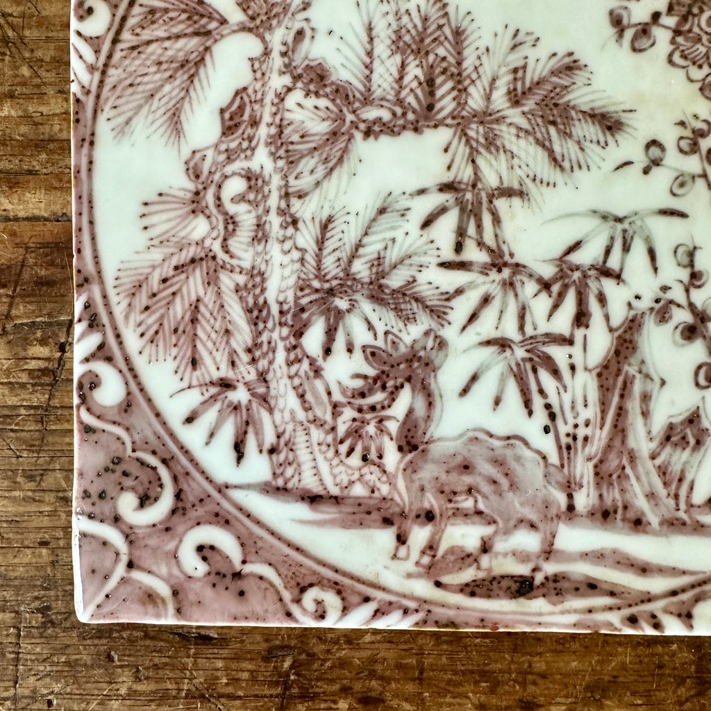 Painted Deer Chinese Tile
