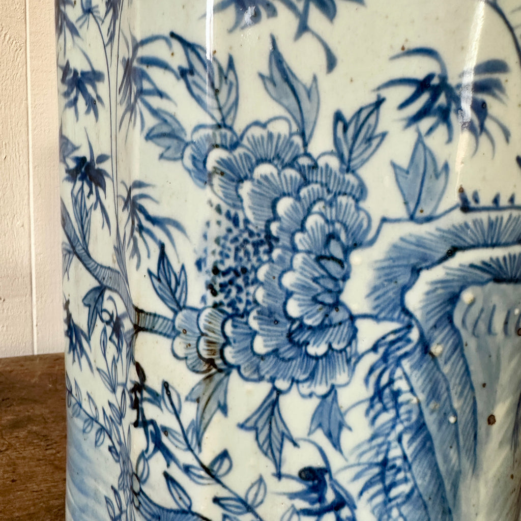 Golden Pheasant Chinese Ribbed GInger Jar
