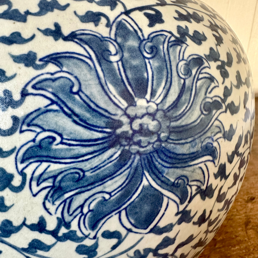Scrolling Lotus Chinese Ginger Jar