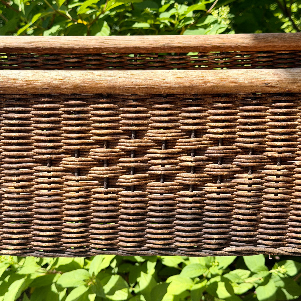 Vintage Brown Wicker Plant Stand