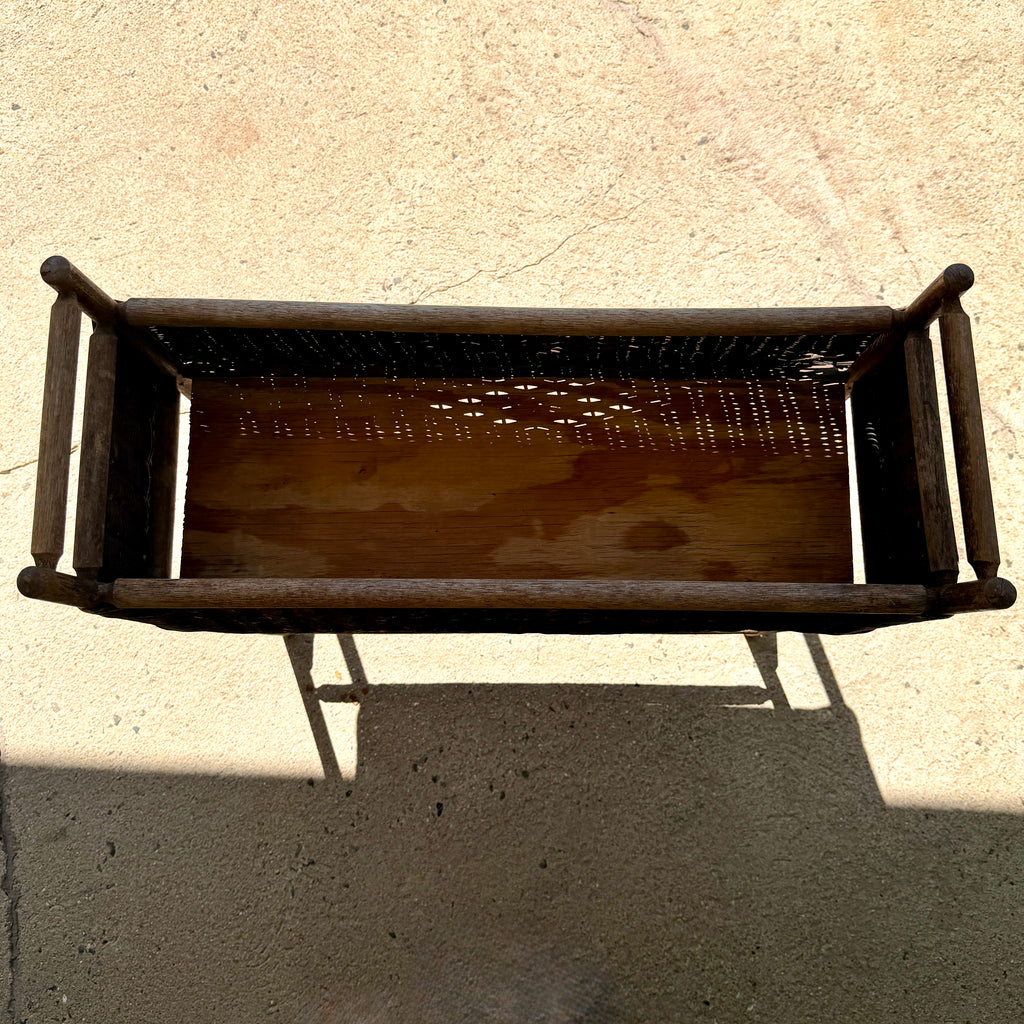 Vintage Brown Wicker Plant Stand