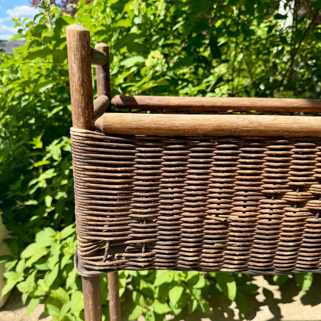 Vintage Brown Wicker Plant Stand