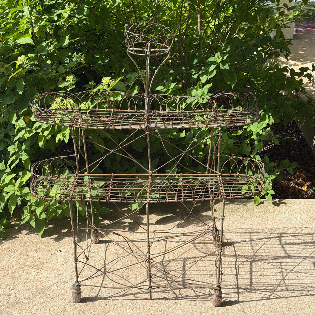 Antique 3-Tier Wire Plant Stand