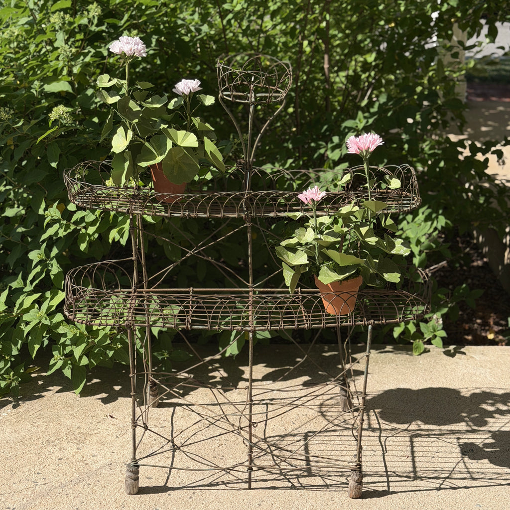 Antique 3-Tier Wire Plant Stand