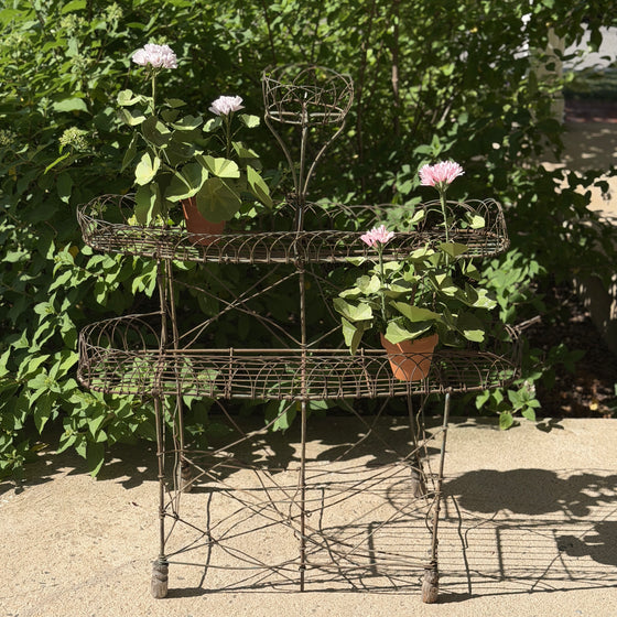 Antique 3-Tier Wire Plant Stand