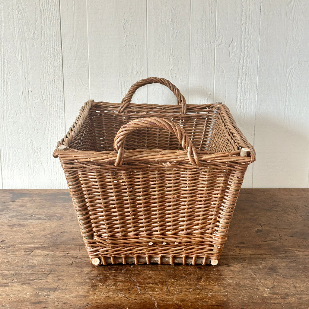 Rectangular Dark Brown Wicker Laundry Basket