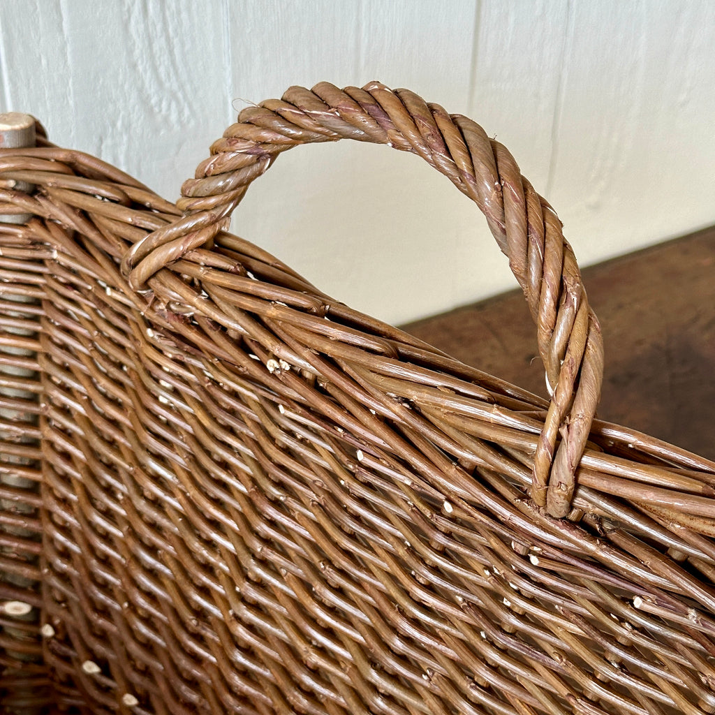 Rectangular Dark Brown Wicker Laundry Basket